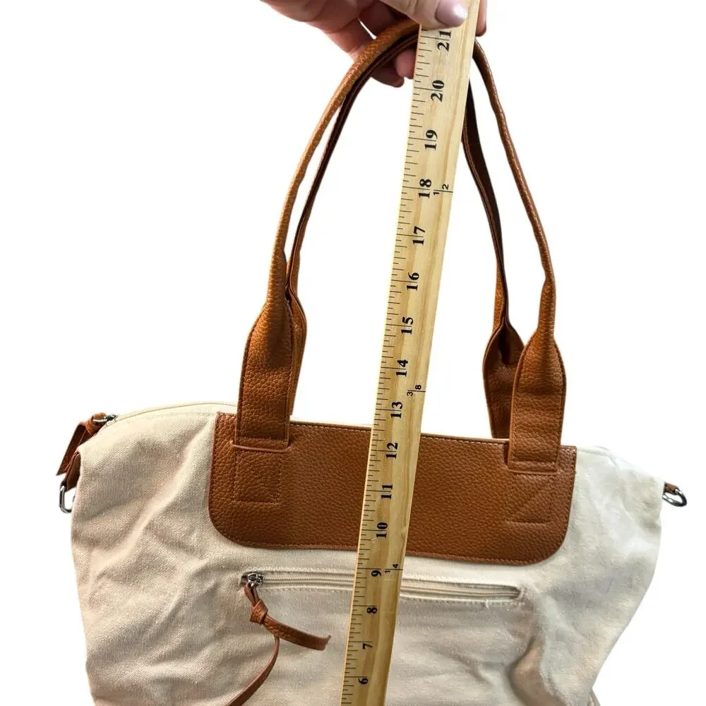 Graf Lantz Canvas & Leather Work + Travel‎ Bag | Cream Tan Carryall Crossbody